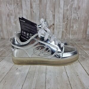 Heelys Premium 1 LO Light Up Roller Skate Shoes Youth Size 5‎ Silver